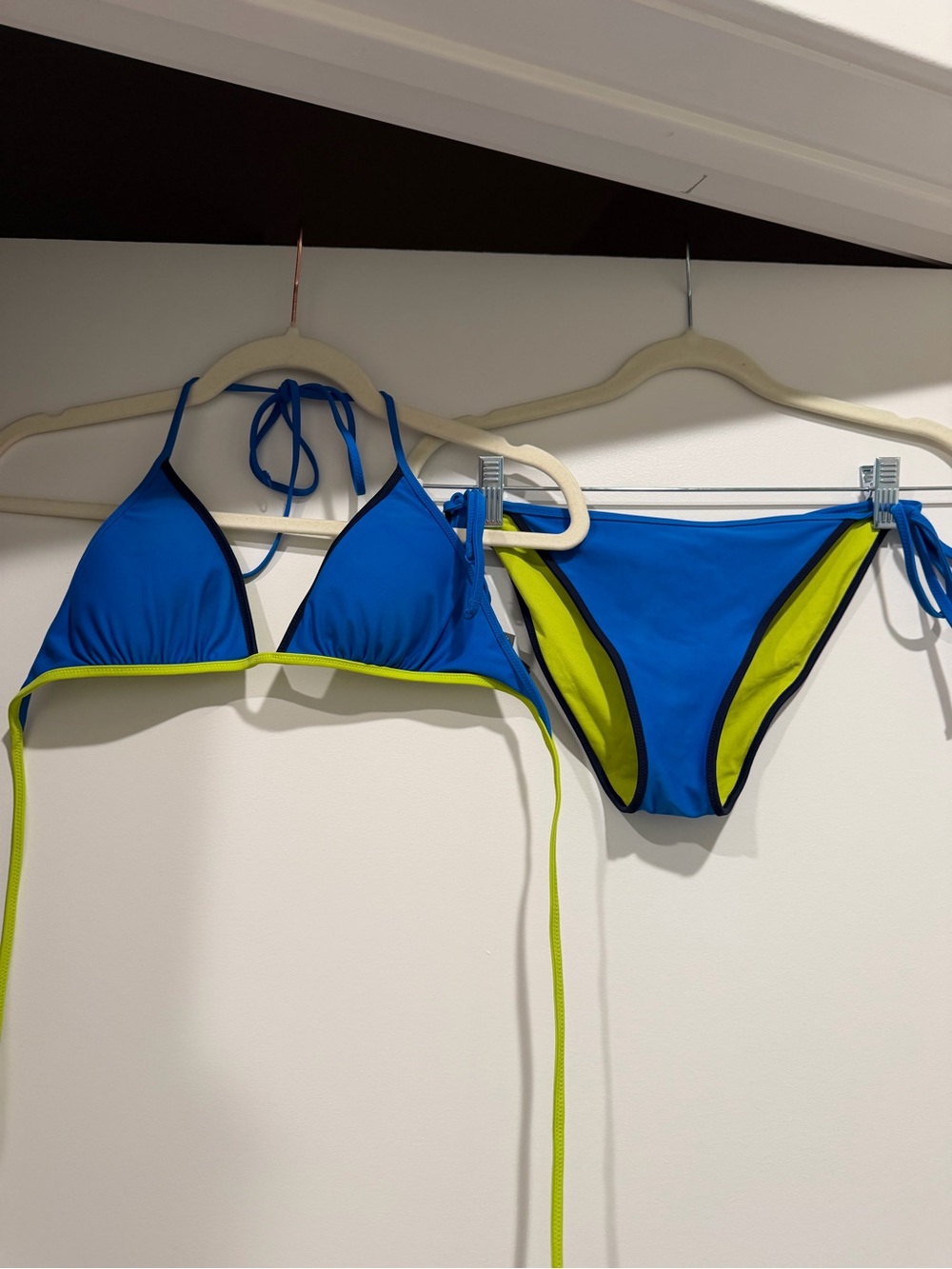 aerie Blue & Lime Triangle Bikini Set - never worn